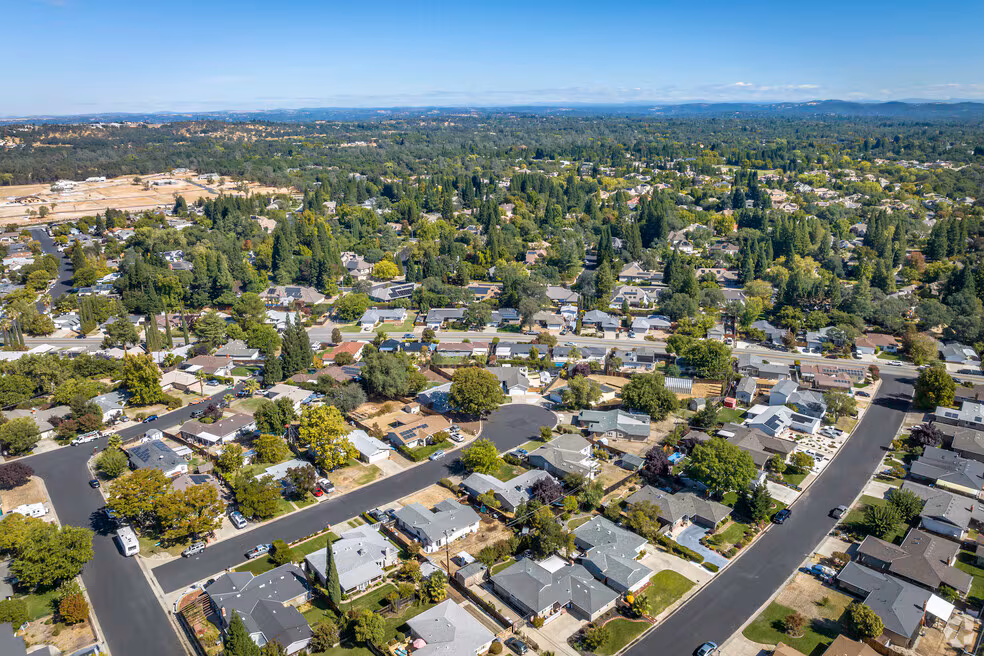 Granite Bay oak woodland landscape with foothill terrain and executive homes