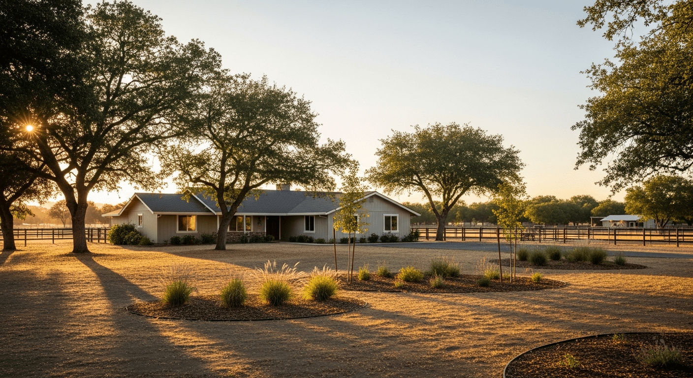 HVAC service in Loomis CA — ranch-style home on larger lot with mature oak trees
