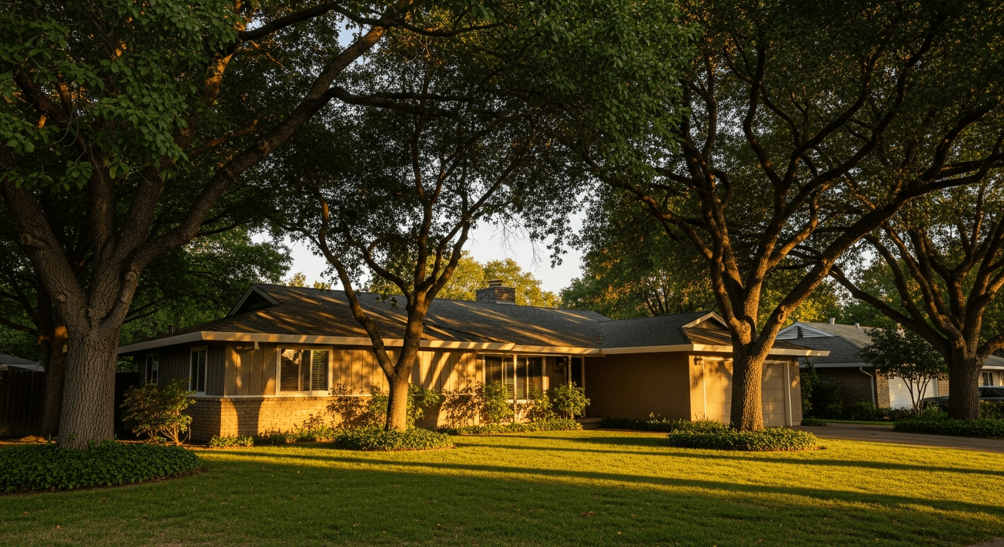 HVAC service in Orangevale CA — mid-century ranch home with mature oak tree canopy